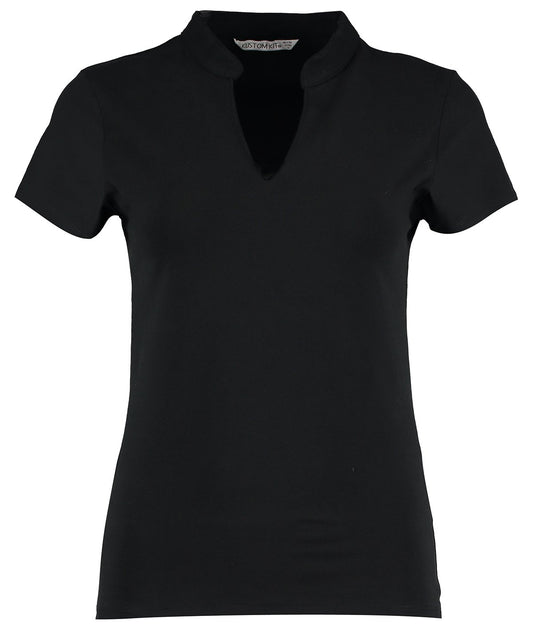 Custom mandarin collar V neck top